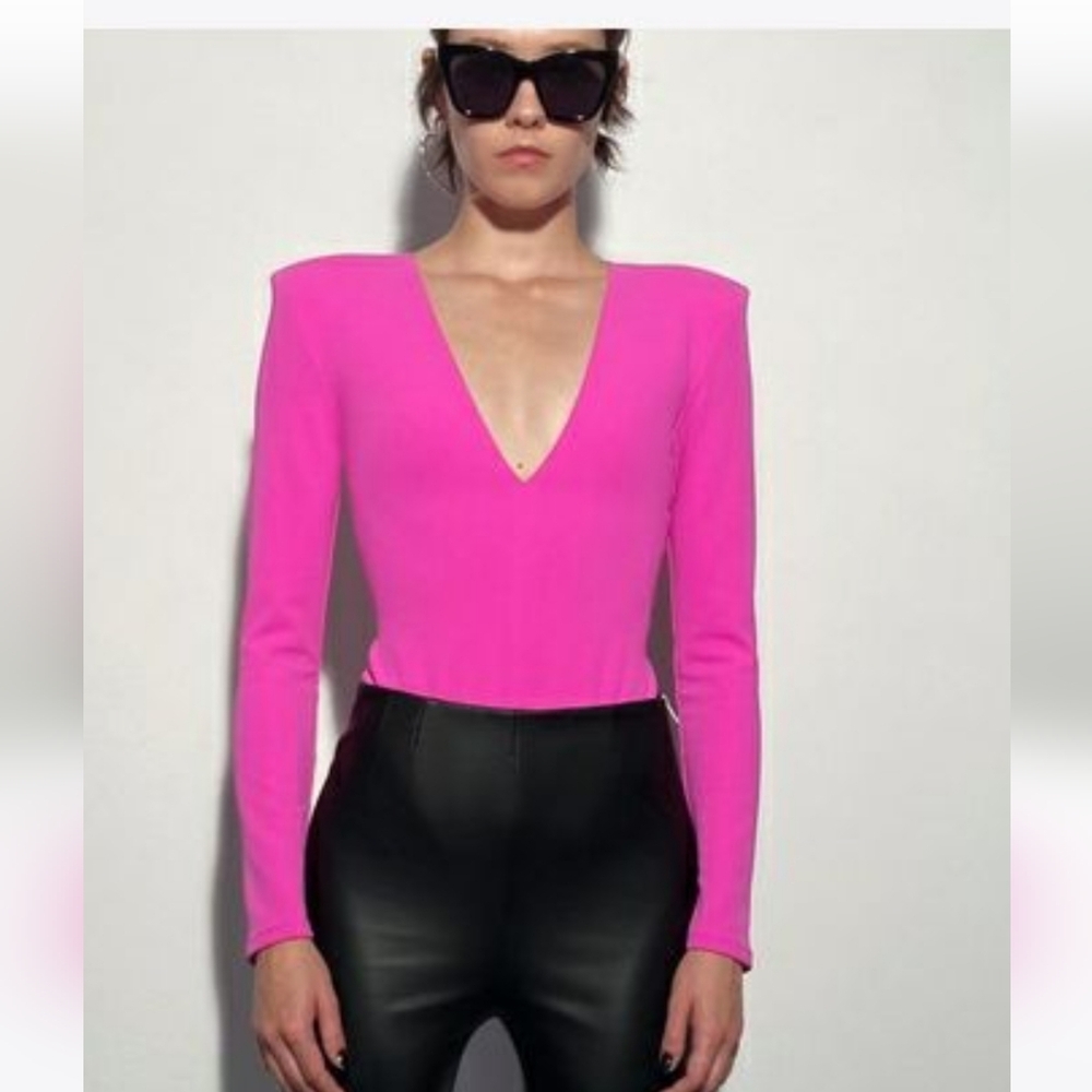 ZARA hot pink Bodysuit. Size medium. Like New